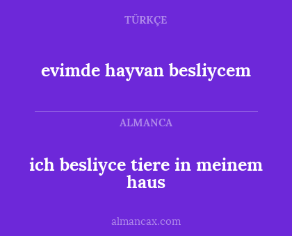 evimde hayvan besliycem - ich besliyce tiere in meinem haus
