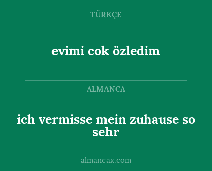evimi cok özledim - ich vermisse mein zuhause so sehr