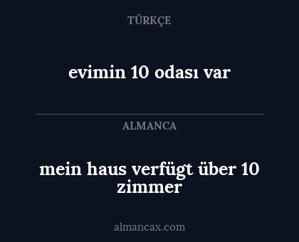 evimin 10 odası var - mein haus verfügt über 10 zimmer