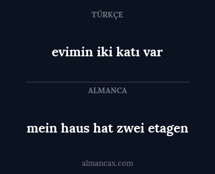 evimin iki katı var - mein haus hat zwei etagen