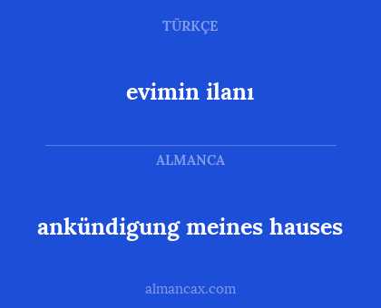 evimin ilanı - ankündigung meines hauses