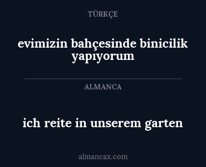 ich reite in unserem garten - evimizin bahçesinde binicilik yapıyorum