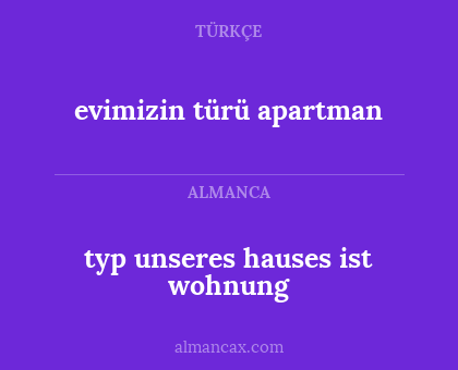 evimizin türü apartman - typ unseres hauses ist wohnung