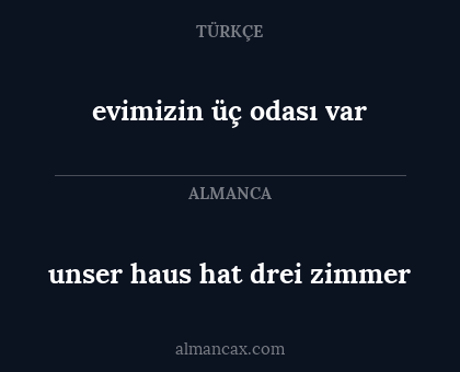 evimizin üç odası var - unser haus hat drei zimmer