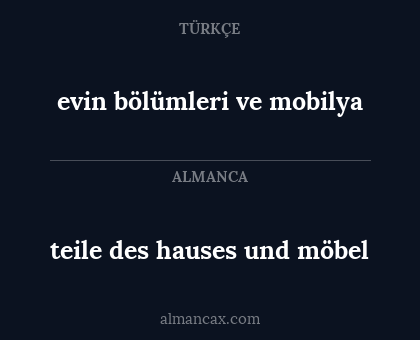 evin bölümleri ve mobilya - teile des hauses und möbel