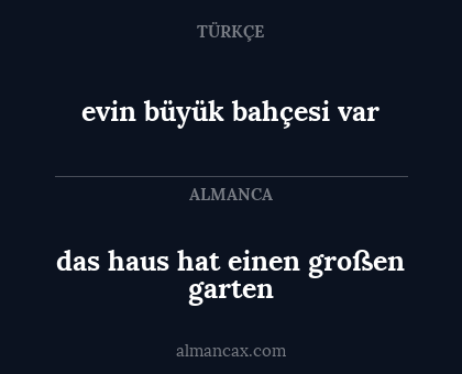 das haus hat einen großen garten - evin büyük bahçesi var
