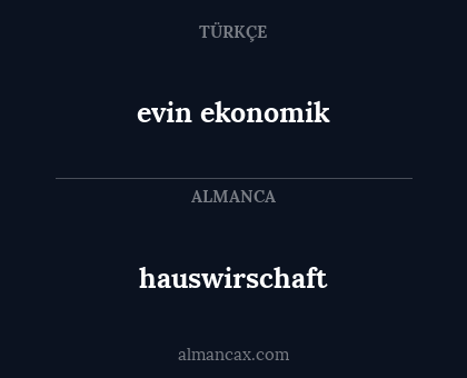 hauswirschaft - evin ekonomik