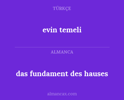 evin temeli - das fundament des hauses