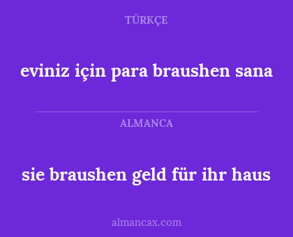 sie braushen geld für ihr haus - eviniz için para braushen sana