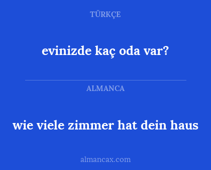 wie viele zimmer hat dein haus - evinizde kaç oda var?
