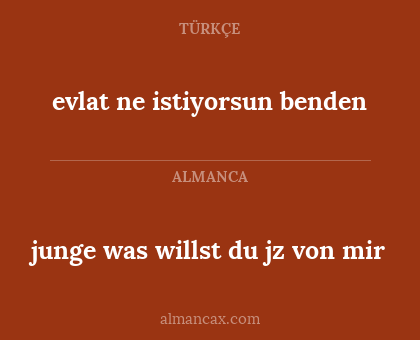junge was willst du jz von mir - evlat ne istiyorsun benden