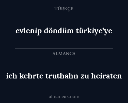 evlenip döndüm türkiye’ye - ich kehrte truthahn zu heiraten