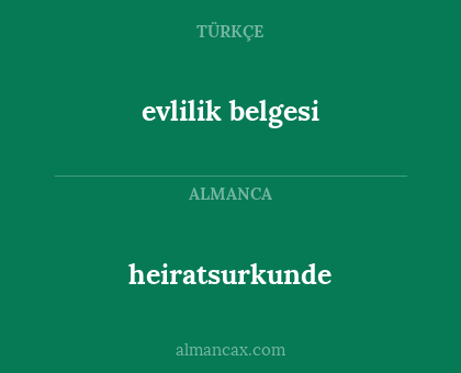 evlilik belgesi - heiratsurkunde