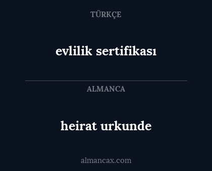 heirat urkunde - evlilik sertifikası