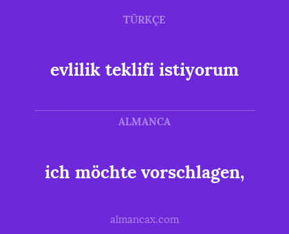 ich möchte vorschlagen, - evlilik teklifi istiyorum