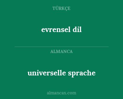 evrensel dil - universelle sprache