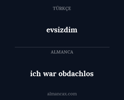 ich war obdachlos - evsizdim