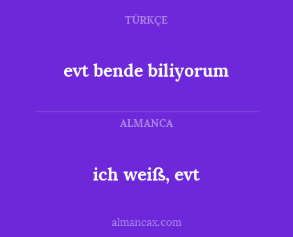 ich weiß, evt - evt bende biliyorum