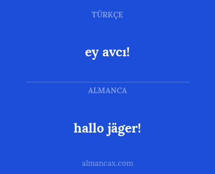 hallo jäger! - ey avcı!