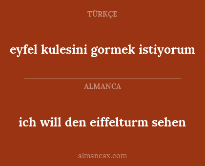 ich will den eiffelturm sehen - eyfel kulesini gormek istiyorum