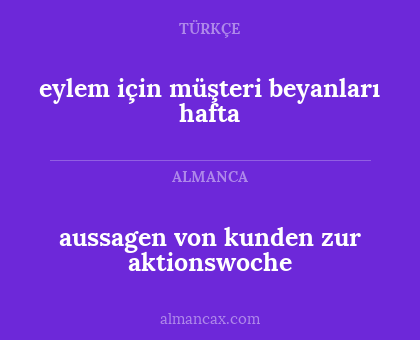 eylem için müşteri beyanları hafta - aussagen von kunden zur aktionswoche