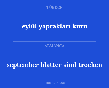 september blatter sind trocken - eylül yaprakları kuru