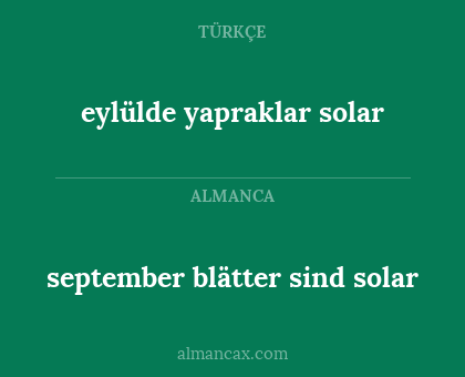 september blätter sind solar - eylülde yapraklar solar