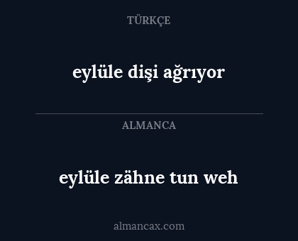eylüle zähne tun weh - eylüle dişi ağrıyor