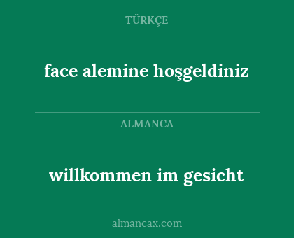 face alemine hoşgeldiniz - willkommen im gesicht
