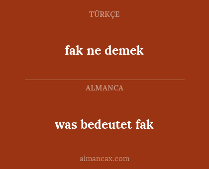 fak ne demek - was bedeutet fak