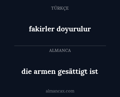 die armen gesättigt ist - fakirler doyurulur