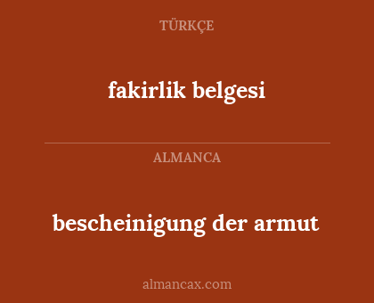 fakirlik belgesi - bescheinigung der armut