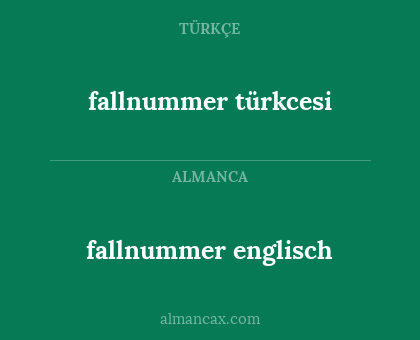fallnummer englisch - fallnummer türkcesi