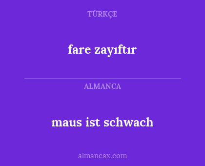 fare zayıftır - maus ist schwach