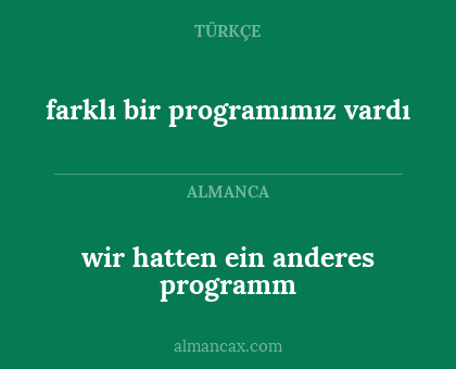 wir hatten ein anderes programm - farklı bir programımız vardı
