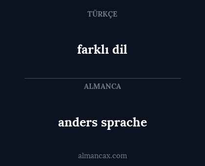 anders sprache - farklı dil