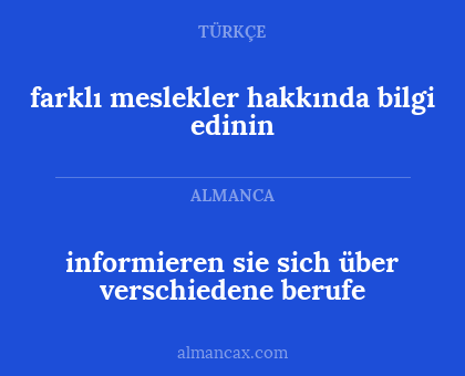 informieren sie sich über verschiedene berufe - farklı meslekler hakkında bilgi edinin