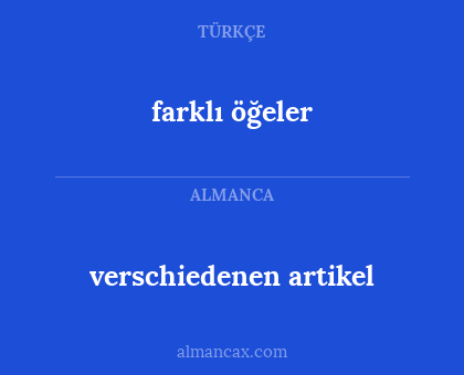 farklı öğeler - verschiedenen artikel