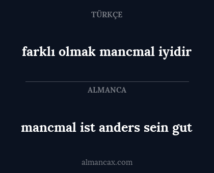 mancmal ist anders sein gut - farklı olmak mancmal iyidir