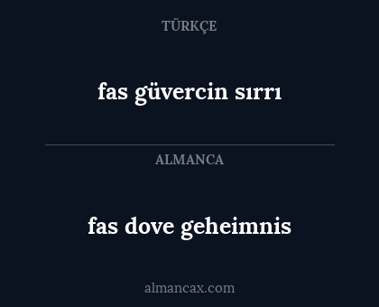 fas güvercin sırrı - fas dove geheimnis