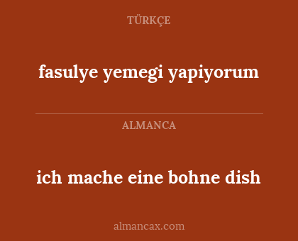 ich mache eine bohne dish - fasulye yemegi yapiyorum