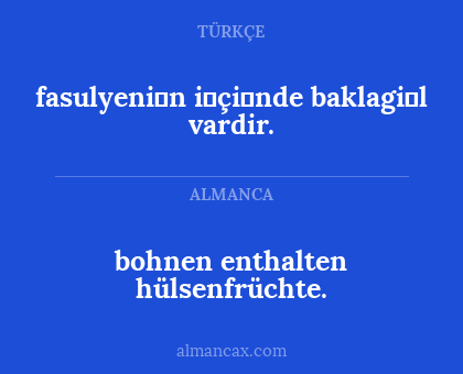 bohnen enthalten hülsenfrüchte. - fasulyeni̇n i̇çi̇nde baklagi̇l vardir.
