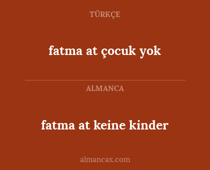 fatma at çocuk yok - fatma at keine kinder