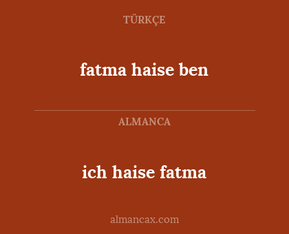 ich haise fatma - fatma haise ben