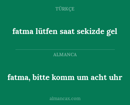 fatma, bitte komm um acht uhr - fatma lütfen saat sekizde gel