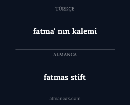 fatma' nın kalemi - fatmas stift