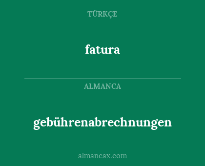 fatura - gebührenabrechnungen