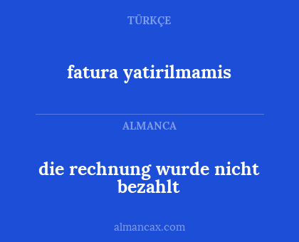 die rechnung wurde nicht bezahlt - fatura yatirilmamis