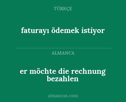 er möchte die rechnung bezahlen - faturayı ödemek istiyor