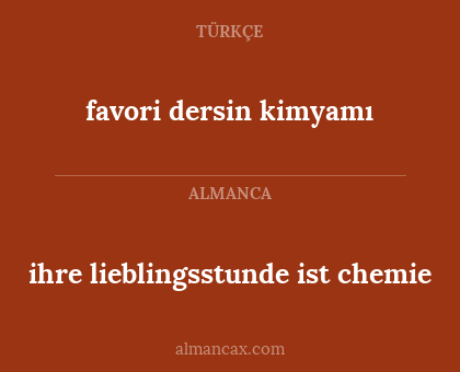 ihre lieblingsstunde ist chemie - favori dersin kimyamı